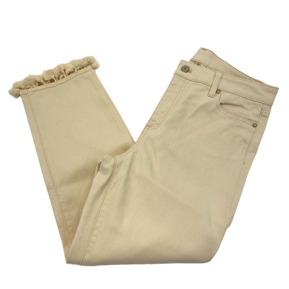 NWOT Talbots Tassel Crop Denim Pants 10 Cream - Picture 13 of 16